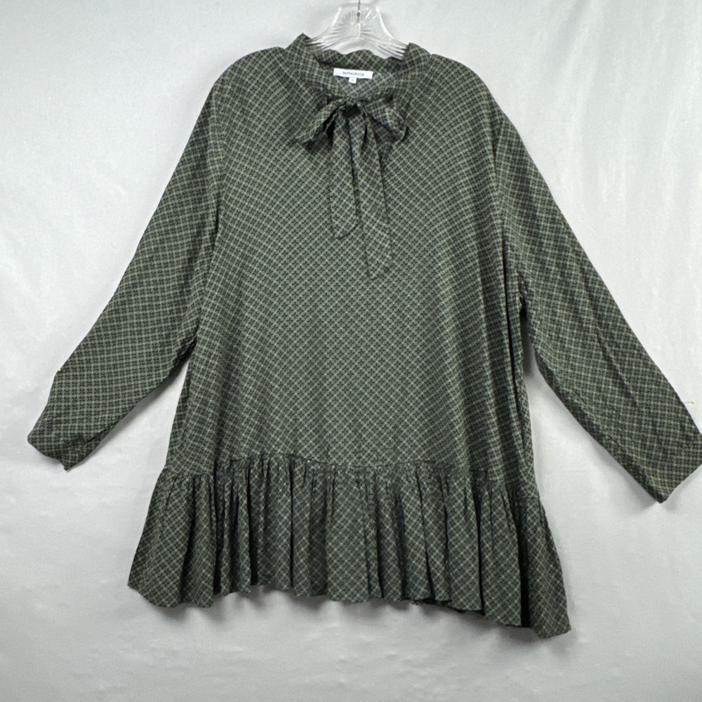Oliviaceous Dress Women's Large Academia Ruffled Shift School girl Green - Picture 1 of 10
